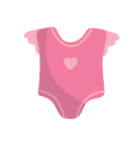 A pink baby clothes with a heart on it