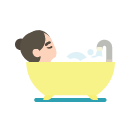 A cartoon of a person in a bathtub