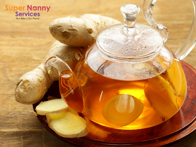 Tea With Ginger Root on Grey Wooden